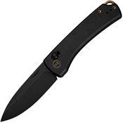 We 220461 Nightblade Black Stonewash Drop Point CrossBar Lock Knife Black Handles