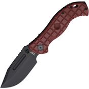 Halfbreed LBF01G2RED Large Bush Gen 2 Black Carbon Steel Drop Point Folder Knife Red Handles