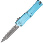 Microtech 114212APTQ Auto Combat Troodon Gen III Apocalyptic Serrated Double Edge Dagger OTF Knife Turquoise Handles