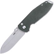 CRKT 2495GR Squid XM Stonewash Button Lock Knife Green Handles