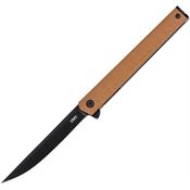 CRKT 7097DK CEO Black Linerlock Knife Brown Handles