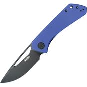 Kubey 331P Thalia Black Stonewash Front Flipper Knife Blue G10 Handles