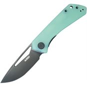Kubey 331N Thalia Black Stonewash Front Flipper Knife Jade G10 Handles