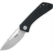 Kubey 331L Thalia Stonewash Front Flipper Knife Black G10 Handles