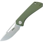 Kubey 331M Thalia Stonewash Front Flipper Knife OD Green G10 Handles