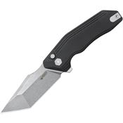 Kubey 392A Yokai Stonewash Tanto Button Lock Knife Black G10 Handles