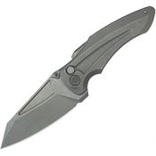Kubey 400B Sumo Black Stonewash Button Lock Knife Black Stonewash Titanium Handles