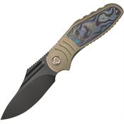 Kubey 384C Stroller Black Stonewash Framelock Knife Bronze Titanium Handles