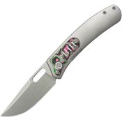Kubey 377B Common Thread Satin Linerlock Knife Gray/Watermelon Sugar Carbon Fiber Handles