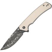 Civivi 24012DS1 Merit Damascus Linerlock Knife Ivory G10 Handles