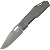 Kubey 340E Verijero Black Stonewash Framelock Knife Dark Stonewash Titanium Handles Handles