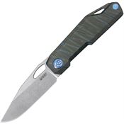 Kubey 340F Verijero Stonewash Framelock Knife Titanium Flame Handles