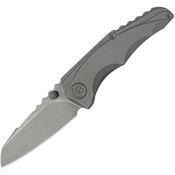 Kubey 390B Steeltle Acid Washed Sheepfoot Framelock Knife Dark Stonewash Titanium Handles