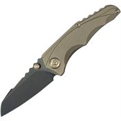 Kubey 390D Steeltle Black Stonewash Framelock Knife Bronze Titanium Handles