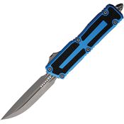 Microtech 118010APBL Auto Scarab II Gen III Apocalyptic Double Edge OTF Knife Blue/Black Traction Handles