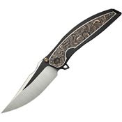 We 230931 Quinseris Nested Black Stonewash Clip Point Framelock Knife Black Stonewash Titanium Handles