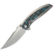 We 230934 Quinseris Nested Satin Clip Point Framelock Knife Titanium/Artic Storm Carbon Fiber Handles
