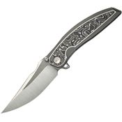 We 230933 Quinseris Nested Two-Tone Clip Point Framelock Knife Gray Titanium/Carbon Fiber Handles