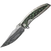 We 23093DS1 Quinseris Nested Damascus Clip Point Framelock Knife Jungle Wear Carbon Fiber Handles