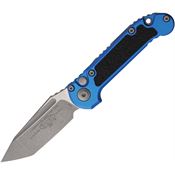 Microtech 113610APBL Auto Ludt Gen III Apocalyptic Tanto Button Lock Knife Blue/Black Traction Handles