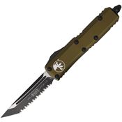 Microtech 2333OD Auto UTX-85 Two-Tone Serrated Tanto OTF Knife OD Green Handles