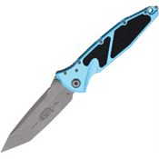 Microtech 16110APTQ Socom Elite Apocalyptic Tanto Linerlock Knife Turquoise/Black Traction Handles
