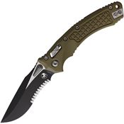 Microtech 17232 Amphibian Two-Tone Part Serrated Single Edge Ram-Lok Knife Black Handles
