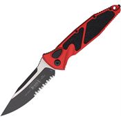 Microtech 160A2RD Auto Socom Elite Two-Tone Part Serrated Button Lock Knife Red/Black Traction Handles