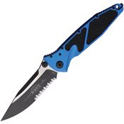 Microtech 1602BL Socom Elite Part Serrated Two-Tone Part Serrated Linerlock Knife Blue/Black Traction Handles