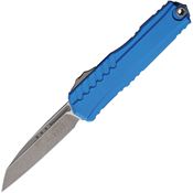 Microtech 124110APBL Auto Cypher II Apocalyptic Single Edge OTF Knife Blue Handles