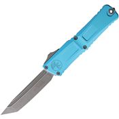 Microtech 114410APTQ Auto Combat Troodon Gen III Apocalyptic Single Edge Tanto OTF Knife Turquoise Handles
