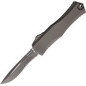 Microtech 170511APNC Auto Hera II Apocalyptic Part Serrated Recurve OTF Knife Gray Handles