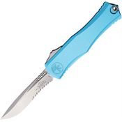 Microtech 170511TQ Auto Hera II Stonewash Part Serrated Recurve OTF Knife Turquoise Handles