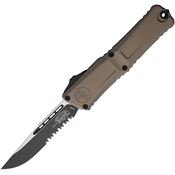 Microtech 11432NC Auto Combat Troodon Gen III Two-Tone Serrated Single Edge OTF Knife Gray Handles