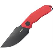 Kubey 381B Basilisk Black Stonewash Drop Point Fixed Blade Knife Red G10 Handles