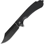 Daggerr PWFBKBW Powie Black Stonewash Clip Point Linerlock Knife Black Handles