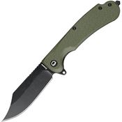 Daggerr PWFOLBW Powie Black Stonewash Clip Point Linerlock Knife OD Green Handles