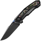 Kizer 3694A3 Feweed Black Stonewash Framelock Knife Black Titanium/80s Camo Carbon Fiber Handles