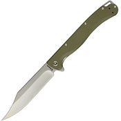 Daggerr TPFOLSW Toothpick Stonewash Linerlock Knife OD Green Handles