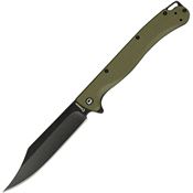 Daggerr TPFOLBW Toothpick Black Stonewash Linerlock Knife OD Green Handles