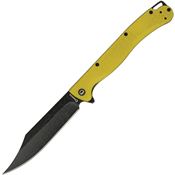 Daggerr TPFYLBW Toothpick Black Stonewash Linerlock Knife Yellow Handles
