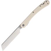 Daggerr 2302WTS Boris Britva Satin VG10 Linerlock Knife White G10 Handles