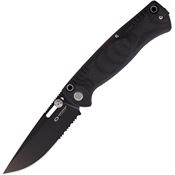 WithArmour 2301F55BK Mercenary Black Part Serrated Slip Joint Knife Black Micarta Handles