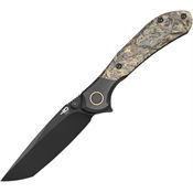 Bestech T2501C Constellation Black MagnaCut Tanto Framelock Knife Black Titanium/Dark Matter Carbon Fiber Handles