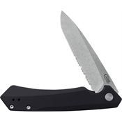 Case XX 64633 Kinzua Stonewash Part Serrated Spear Point Framelock Knife Black Handles