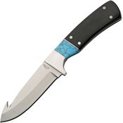 China Made 211629BL Guthook Fixed Blade Knife Black Wood Handles