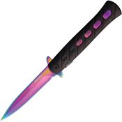 ElitEdge 10A84BRB Stiletto Linerlock Knife Assist Open Rainbow Handles