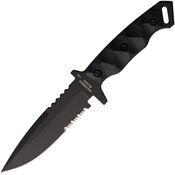 Halfbreed MIK03PSG2 Medium Infantry GenIII Black Part Serrated Drop Point Fixed Blade Knife Black G10 Handles