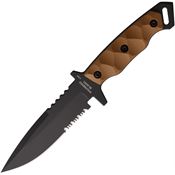 Halfbreed MIK03PSG2DE Medium Infantry GenIII Black Part Serrated Drop Point Fixed Blade Knife Flat Dark Earth G10 Handles