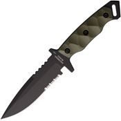 Halfbreed MIK03PSG2OD Medium Infantry GenIII Black Part Serrated Drop Point Fixed Blade Knife Green G10 Handles